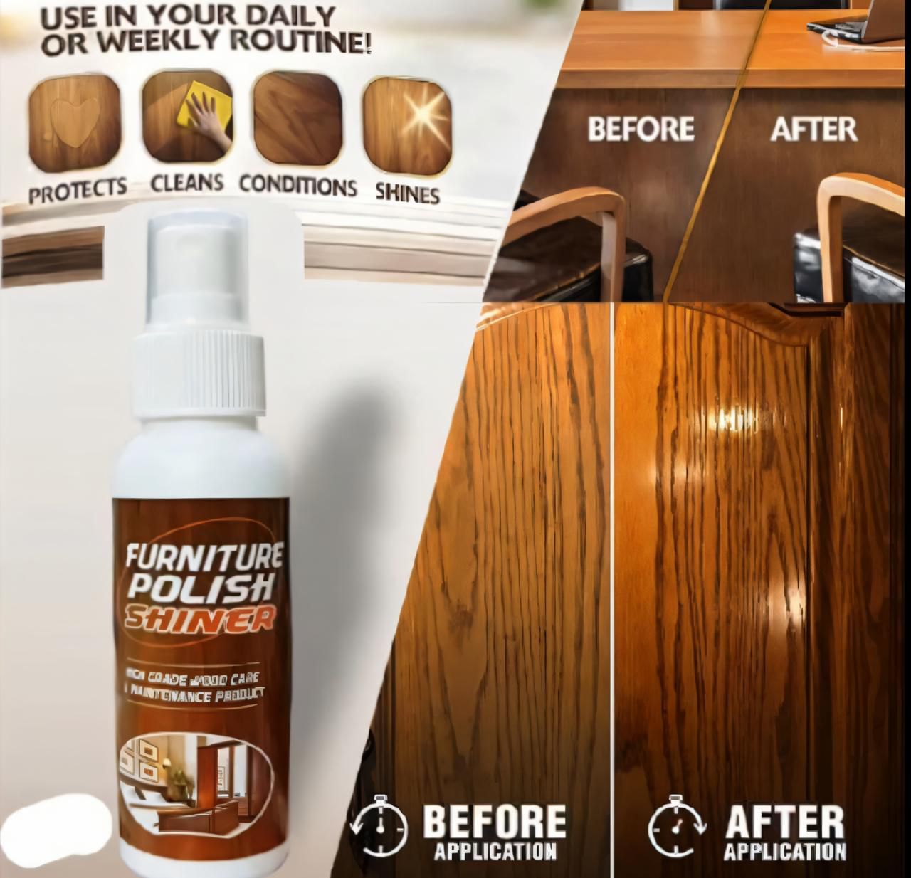 Furnite Polish Shiner Spray Bottle (Works on all color Furniture)