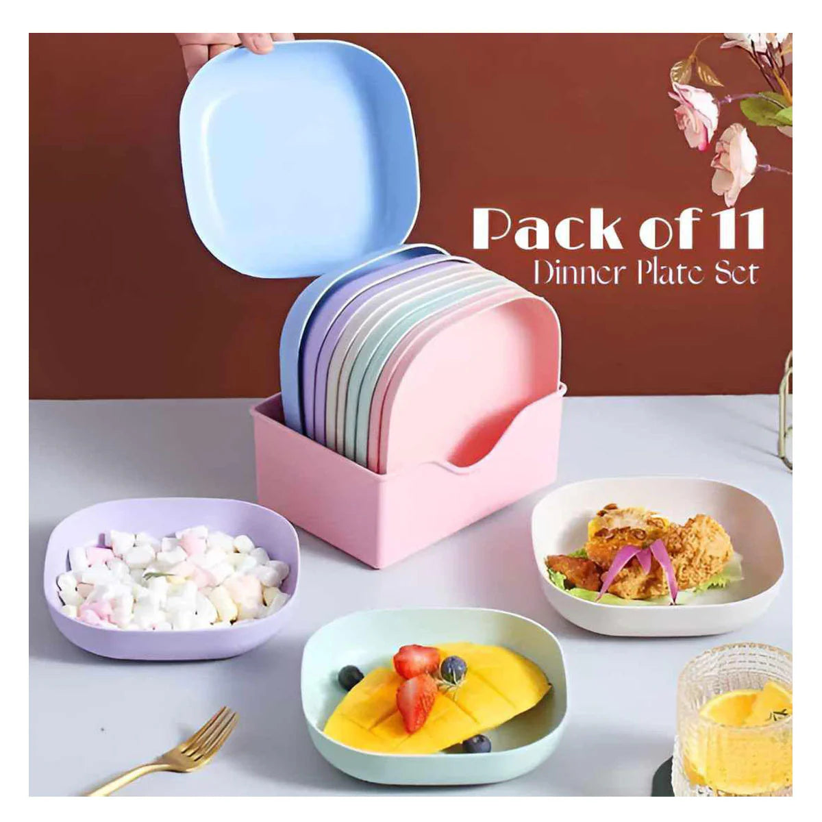 Pack of 11pcs Plate set with Holder